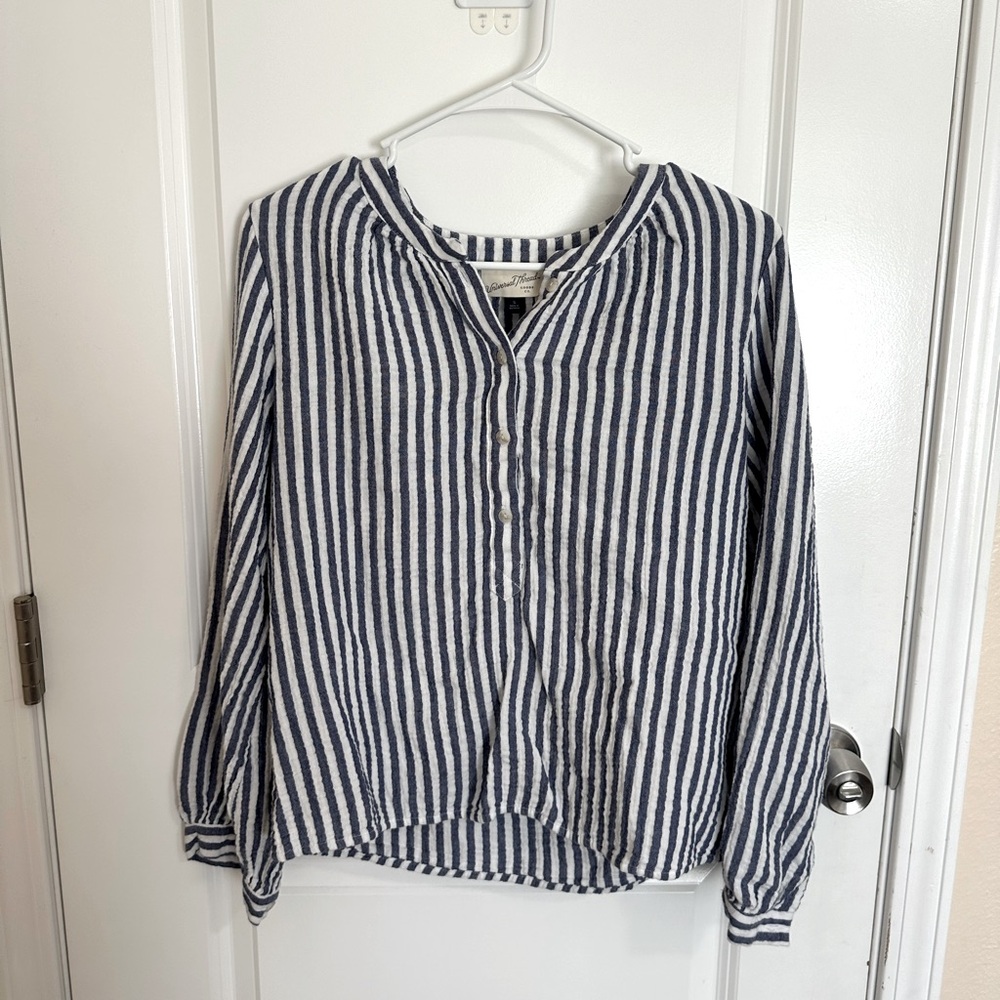 Universal Thread Navy and White Striped Blouse